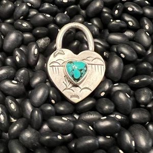 Native American sterling silver heart lock pendant